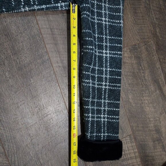 Coat Hooded Jacket Plush Lined Charcoal Plaid Small Ike Behar - Picture 11 of 16